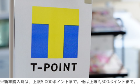 新車購入時は、上限5,000ポイントまで。他は上限2,500ポイントまで。